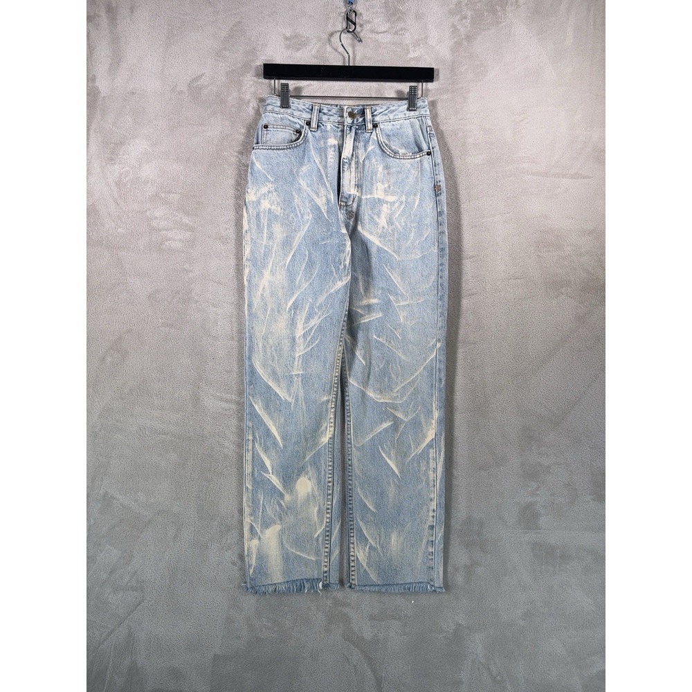 Ksubi Straight Leg Jeans Womens Size 26x27 Light Blue Marbeled Y2K Denim